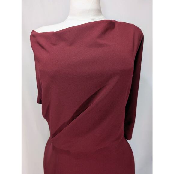 Betsy & Adam 22W Burgundy One Shoulder Formal Gown NWT - Picture 2 of 8